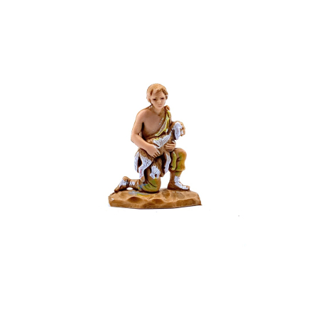 Kneeling shepherd with lamb, 3.5 cm - Landi Moranduzzo figurines