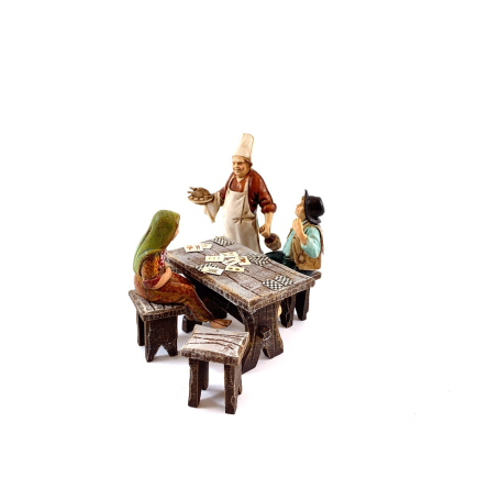 Card table with stools for 10 cm figurines