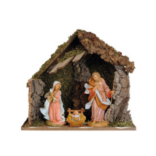 Fontanini hut no. 701/L with 3 figurines, 30 cm