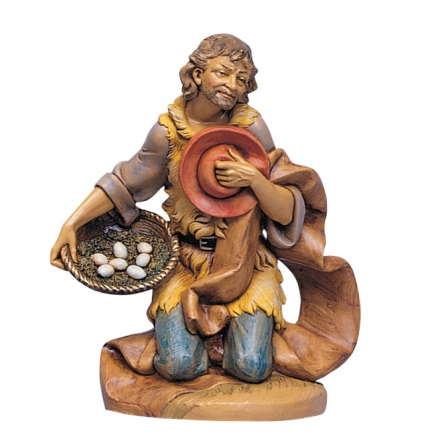 Kneeling man with basket of eggs, 30 cm - Fontanini Statues