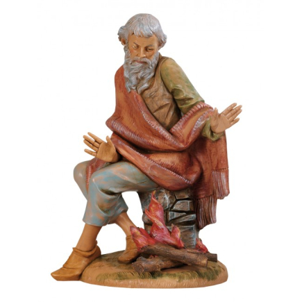 Shepherd by the fire, 30 cm - Fontanini statue