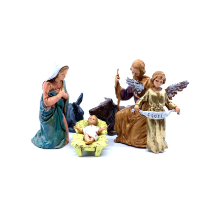 Nativity Set, 6 Figures, 8 cm - Landi Moranduzzo Figurines