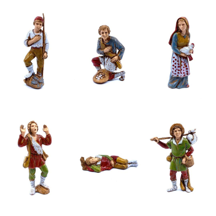Shepherds, 6 figures, 8 cm - Landi Moranduzzo figurines