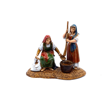 Two women with cauldron, 10 cm - Landi Moranduzzo figurines