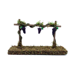 Row of vineyard with red grapes