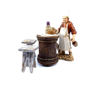 Tavern table with 2 stools for 10/11/12/13 cm figurines