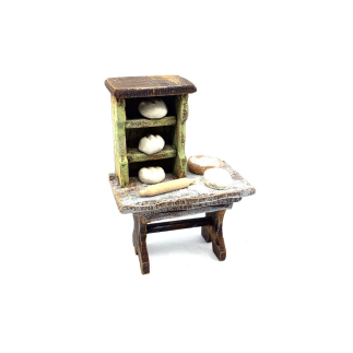 Bread stall for nativity scene with shelves for 10 cm figurines