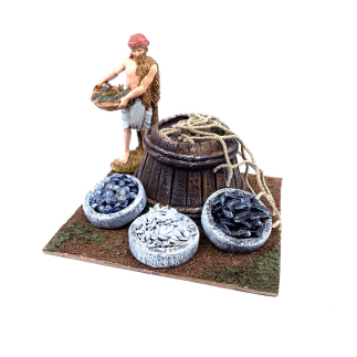 Fish market scene for nativity sets for 10 cm figurines