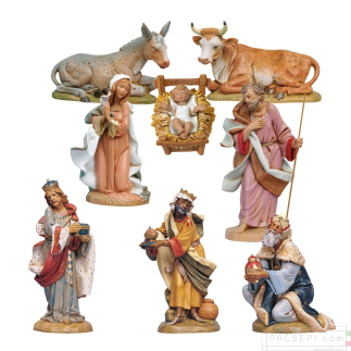 Complete Fontanini nativity scene, 57 pieces, 30 cm (new type of cradle) - Fontanini statues