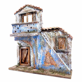 Two-story house facade for 6 cm nativity figurines