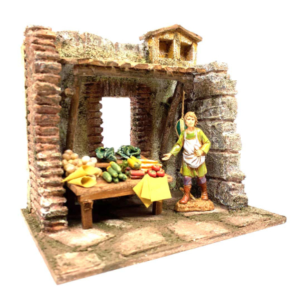 Scena fruttivendolo per statuine cm 10