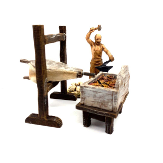 Blacksmith's forge and bellows for 10 cm nativity scene figurines