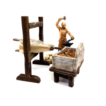 Blacksmith's forge and bellows for 10 cm nativity scene figurines