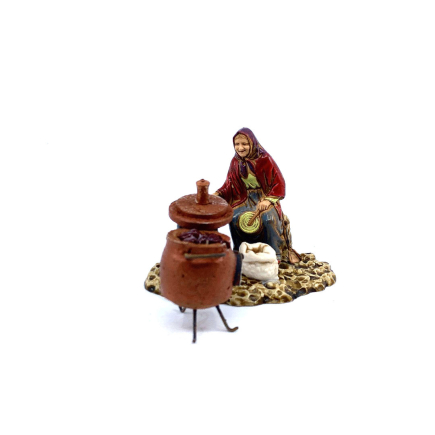 Roasted chestnut kitchen for 10 cm nativity scene figurines