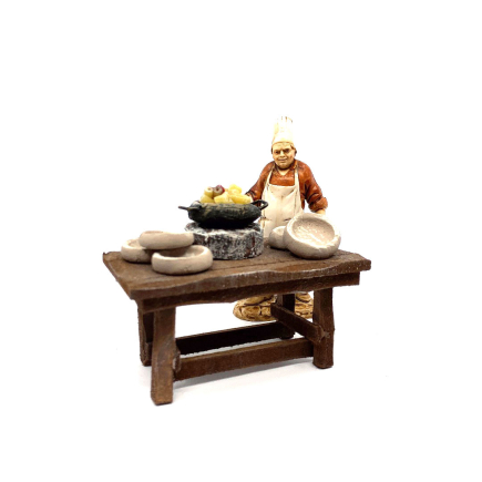 Pasta table / pasta maker / pasta seller for 10 cm nativity scene figurines