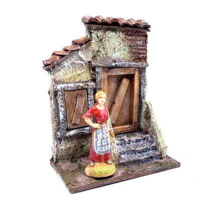 House facade with small staircase for 6 cm nativity figurines