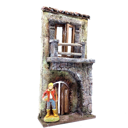 House facade with small terrace for 6 cm nativity figurines