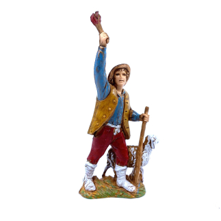 Man with torch and sheep, 8 cm - Landi Moranduzzo figurines
