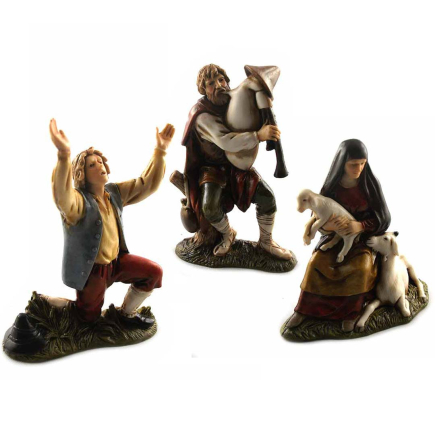 3 adoring Landi shepherds, 10 cm - Landi Moranduzzo figurines