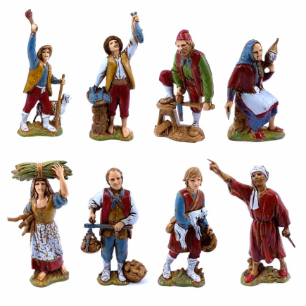8 cm nativity figurines - 8 figures - Landi Moranduzzo figurines