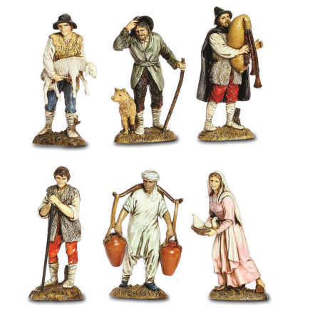 Shepherds, 6 figures, 12 cm - Landi Moranduzzo figurines
