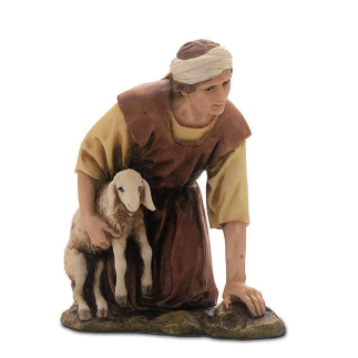 Kneeling with lamb, 15 cm - Landi Moranduzzo figurines