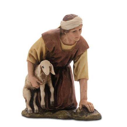 Kneeling with lamb, 15 cm - Landi Moranduzzo figurines