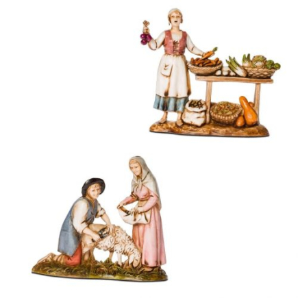 Two figurines: Fruit Seller and Shearer, 8 cm - Landi Moranduzzo figurines