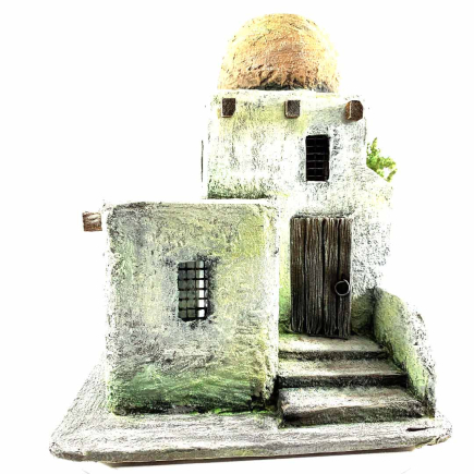 Double house with stairs for Palestinian nativity scene - 6/6.5 cm figurines