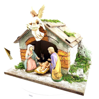 Hut with light for 10 cm nativity figurines