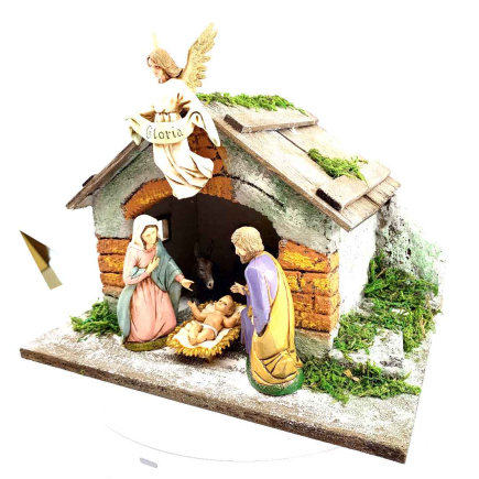 Hut with light for 10 cm nativity figurines