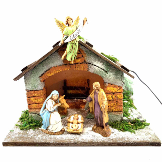 Hut with light for 10 cm nativity figurines