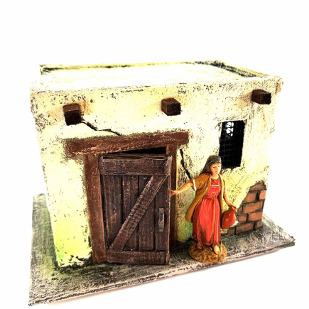Palestinian nativity scene house - 10 cm figurines