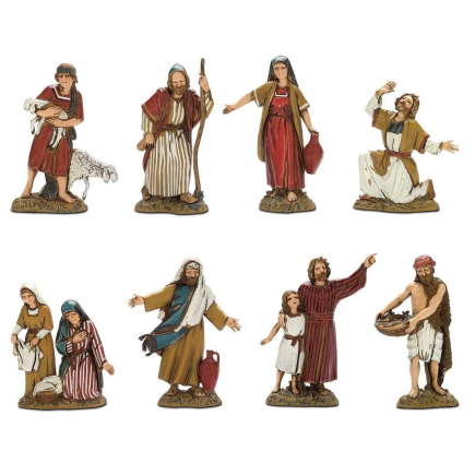 Shepherd figurines, 8 subjects, 10 cm - Landi Moranduzzo statuettes