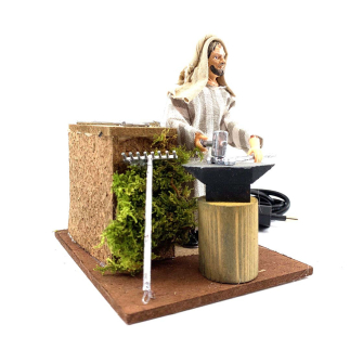 Arab blacksmith in motion for nativity scenes