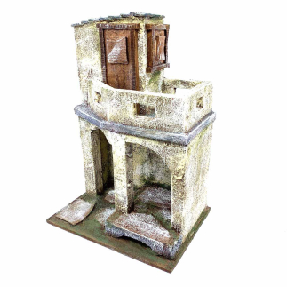 Two-story shop with nativity house for 10 cm figurines