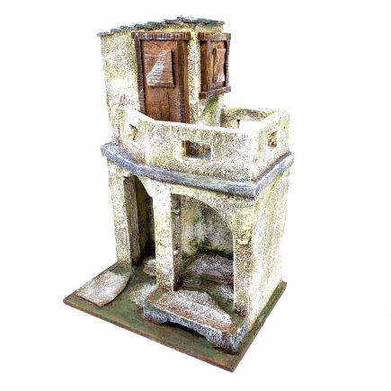 Two-story shop with nativity house for 10 cm figurines