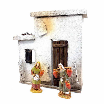 Double Palestinian façade with door and window for 6–6.5 cm figurines