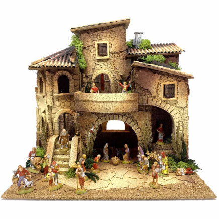 Nativity Village with stable for 6 cm nativity figurines