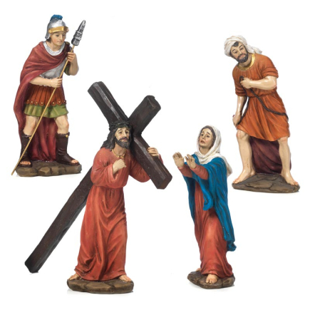 Jesus' Ascent to Mount Calvary - Set of 4 statues - Easter - 12–13 cm series