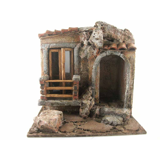 Type F house for nativity scenes with 10 cm figurines - 25 x 16 x 20 cm