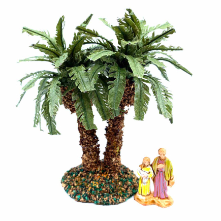 Double nativity scene palm tree, height 9 cm