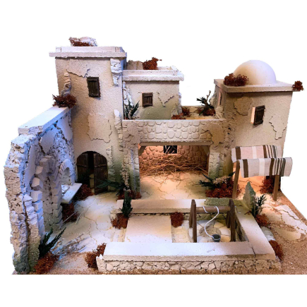 Two-level Arab (Palestinian) nativity scene for 10 - 8 - 6.5 - 6 cm figurines