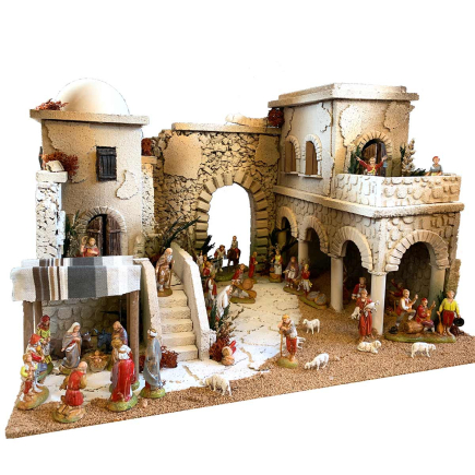 Two-level Arab (Palestinian) nativity scene for 6.5 - 6 cm figurines