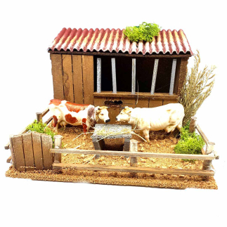 Cows in the barn moving