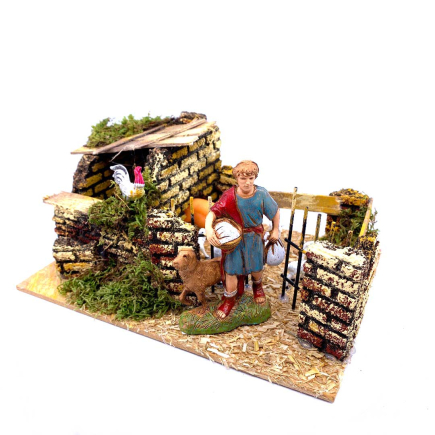 Animal enclosure with chicken coop, sheepfold and pigsty for 10-13 cm figurines