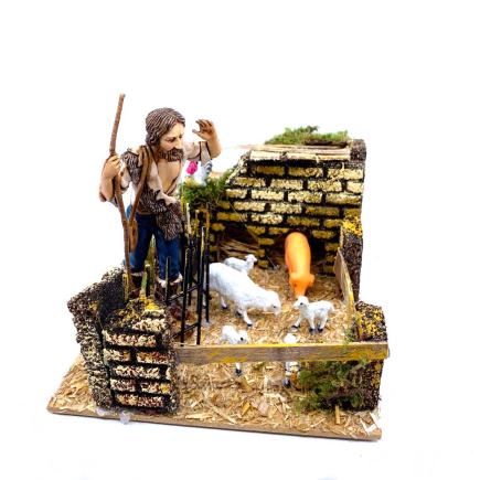 Animal enclosure with chicken coop, sheepfold and pigsty for 10-13 cm figurines