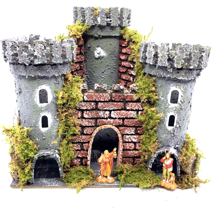 Nativity scene castle with towers, 20 x 14 x 18 cm