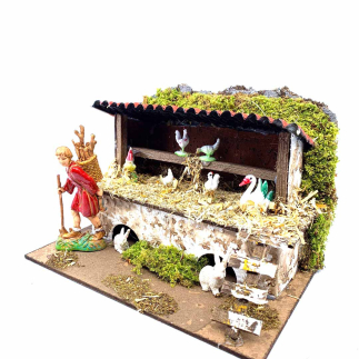Rabbit hutch and chicken coop - for 8–13 cm nativity figurines