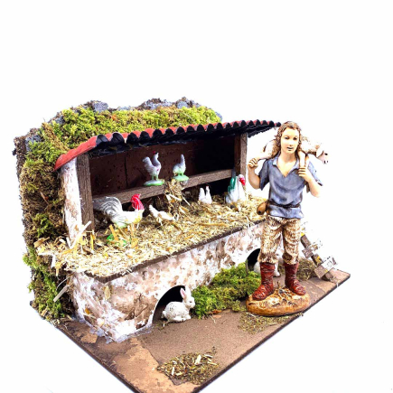 Rabbit hutch and chicken coop - for 8–13 cm nativity figurines